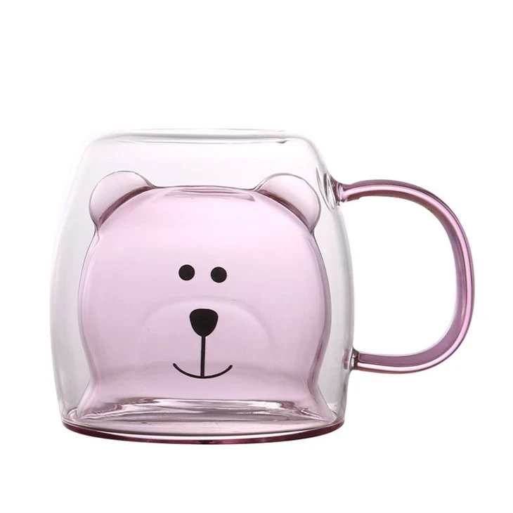 Cute Bear Shape Double Wall Glass Coffee Mugs