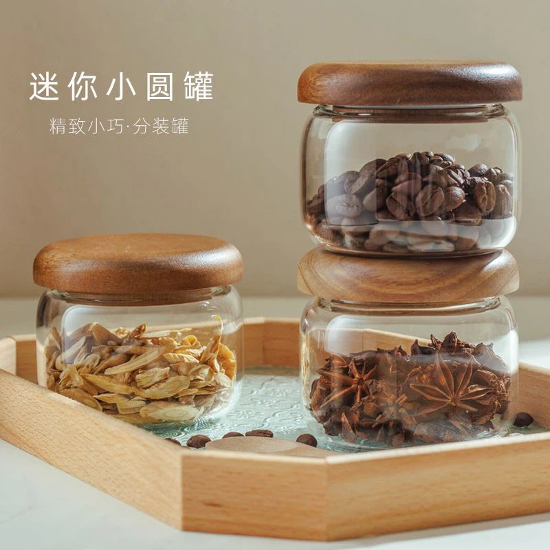 Hũ thủy tinh có nắp gỗ keo
